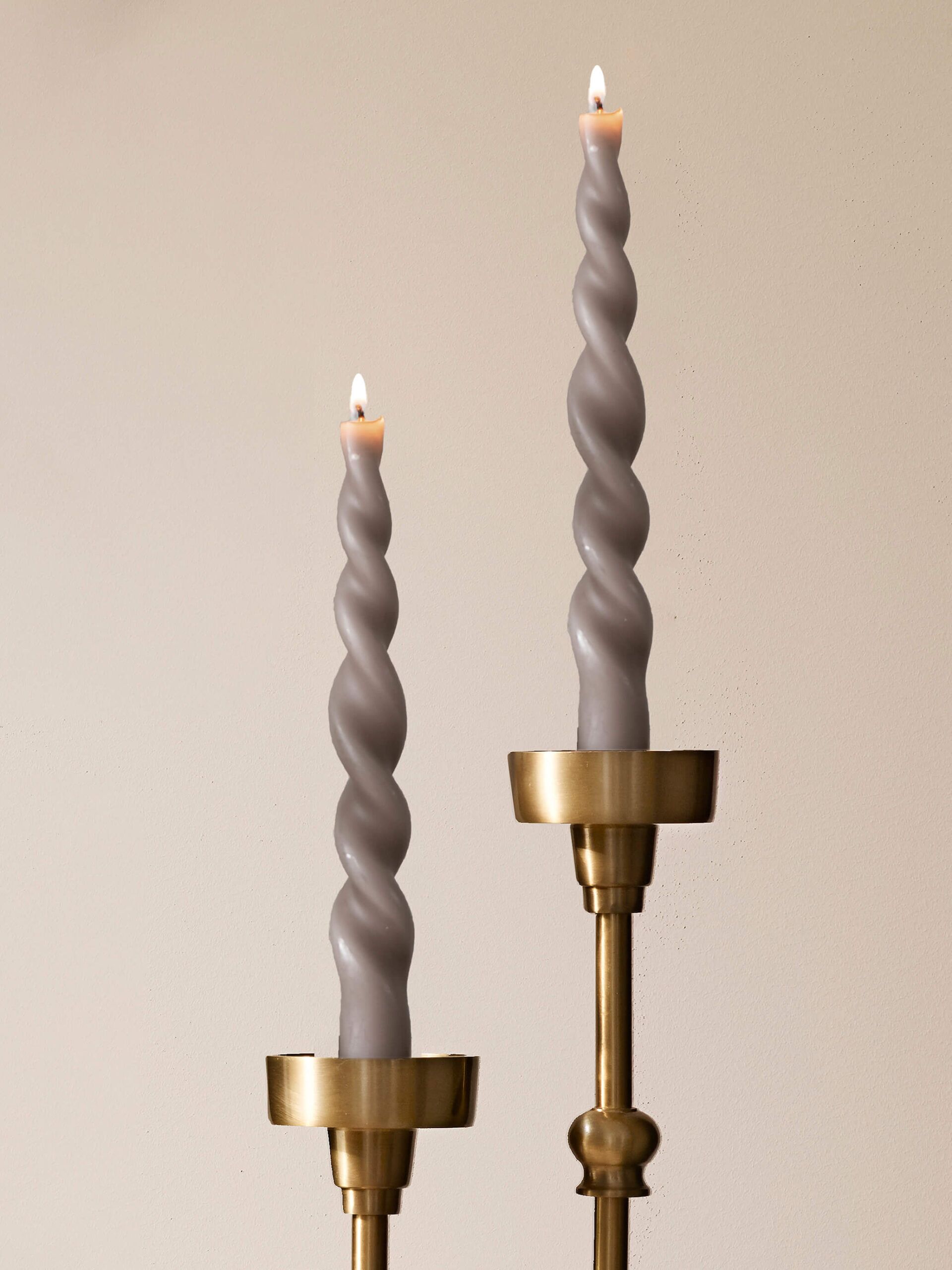 2-pack Twisted Candles, Simply Taupe
